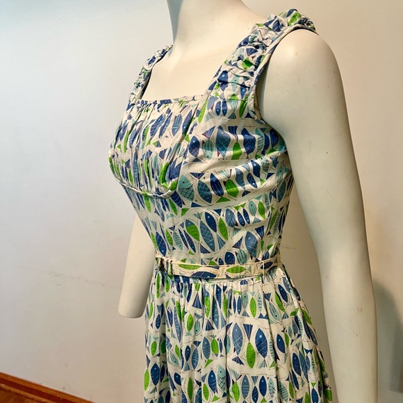VINTAGE 50s GREAT NOVELTY PRINT DRESS -XS - Picture 5 of 6